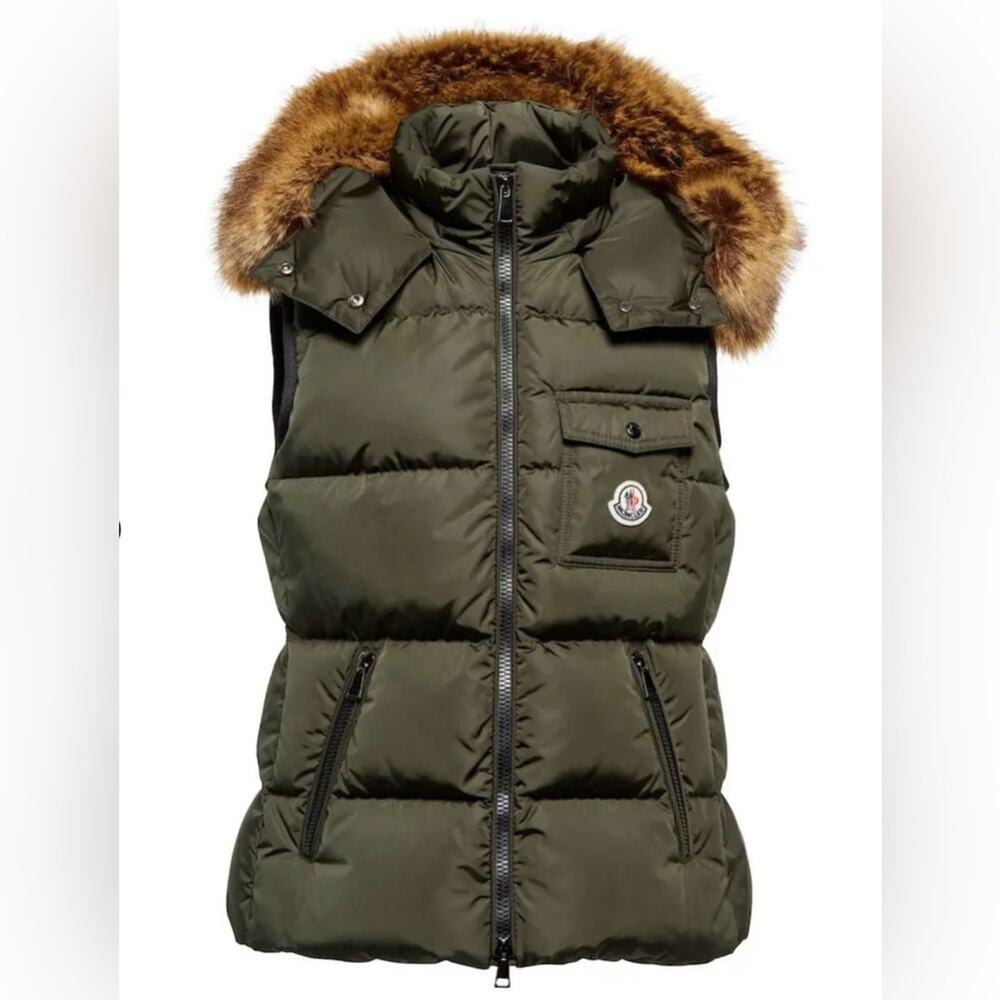 NEW Moncler Authentic Bairon Puffer Vest Olive Size 3(M) Slim Fit, With Tag